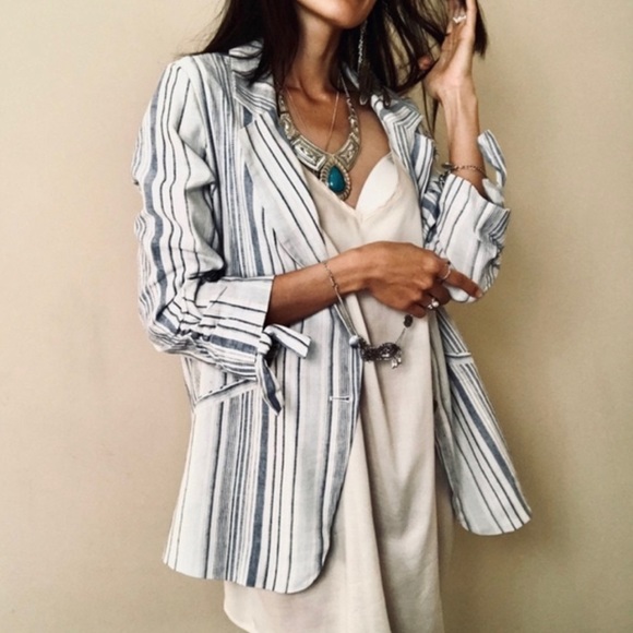 Anthropologie Jackets & Blazers - Anthropologie Drew Catalina Blue Striped Blazer M